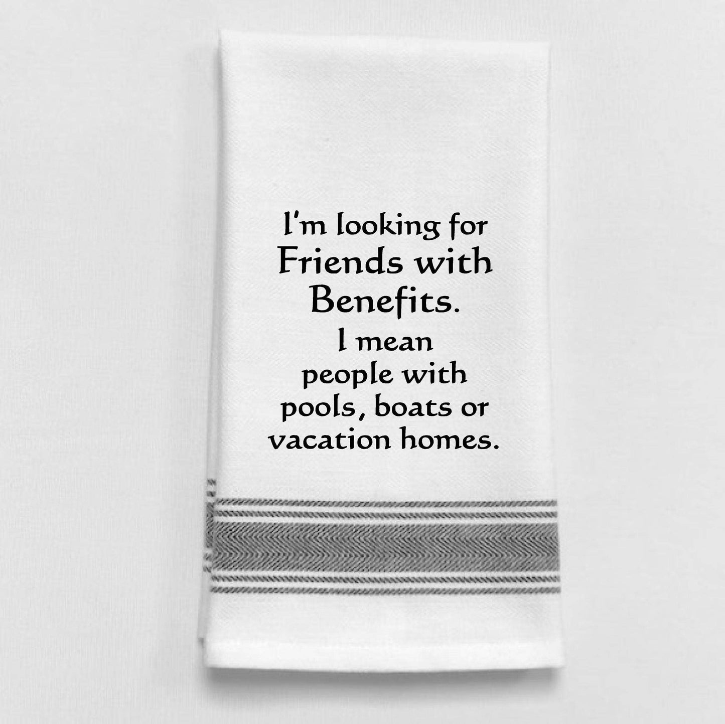 BB-I-395 White Kitchen Towel "I'm looking for friends..."
