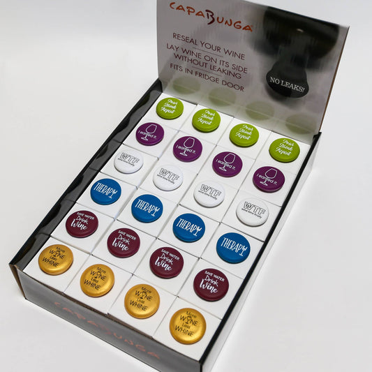 Wine Cap Counter Display | 48 Bestselling Wine Caps