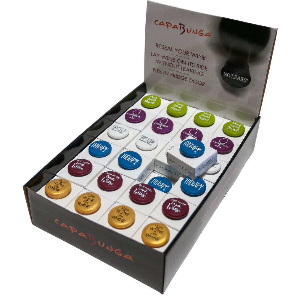 Wine Cap Counter Display | 48 Bestselling Wine Caps