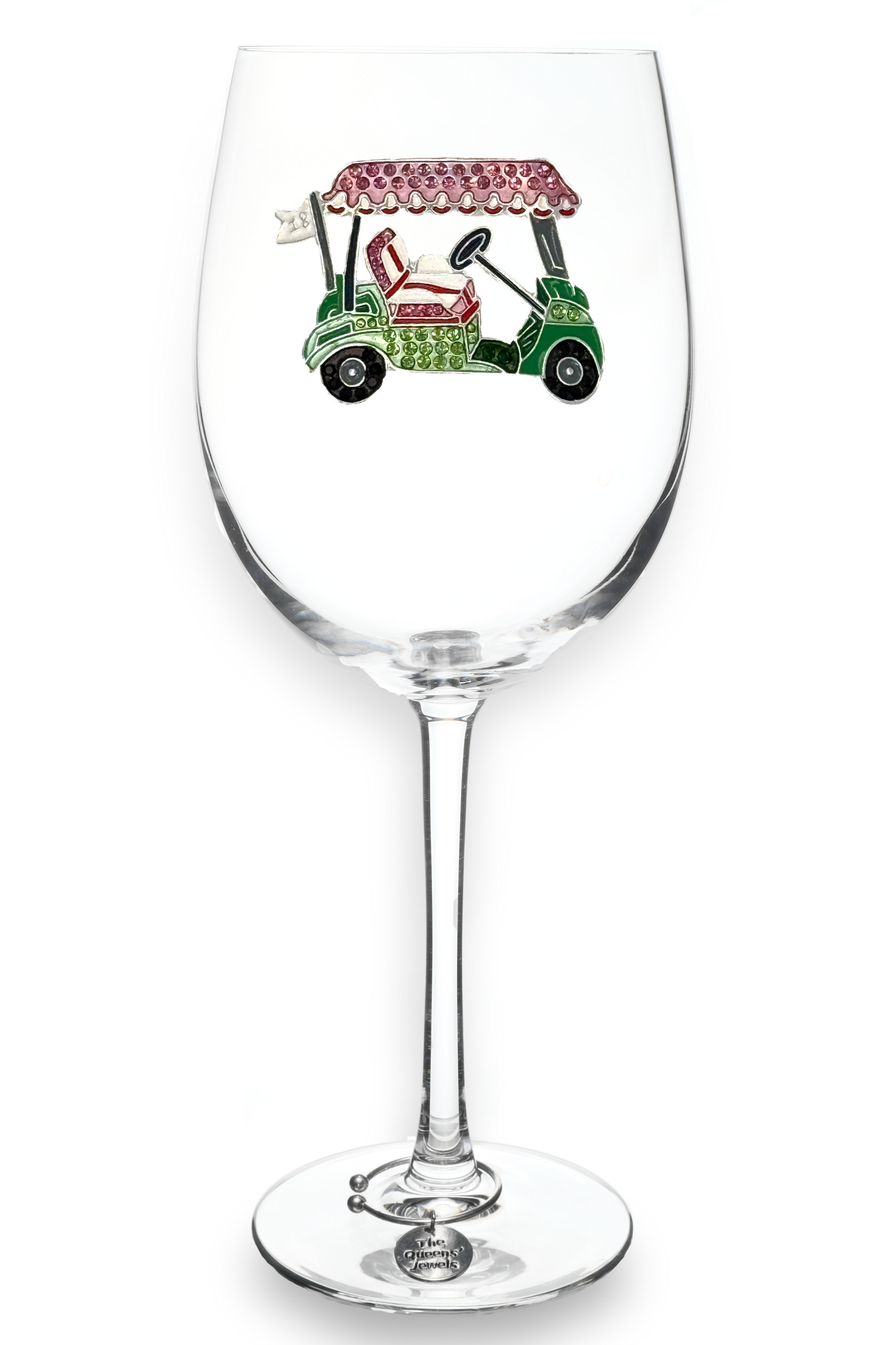 Golf Cart Stemmed Wine Glass