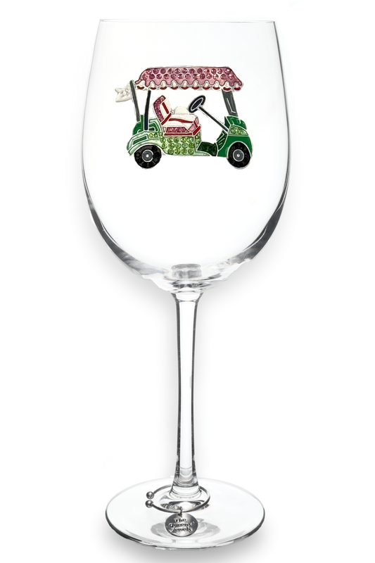 Golf Cart Stemmed Wine Glass